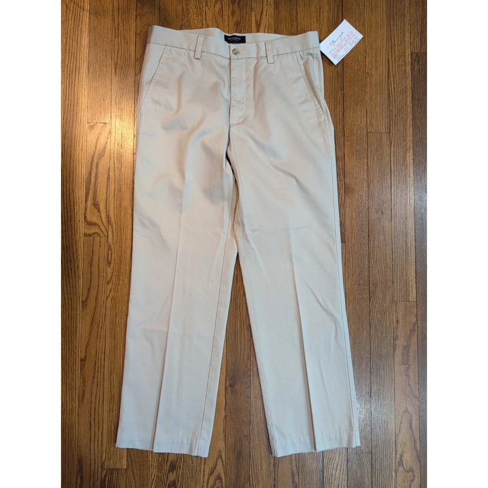 Levis Dockers D1 Mens Slim fit 34 x 30 Flat Front Khaki beige Cotton dress pants
